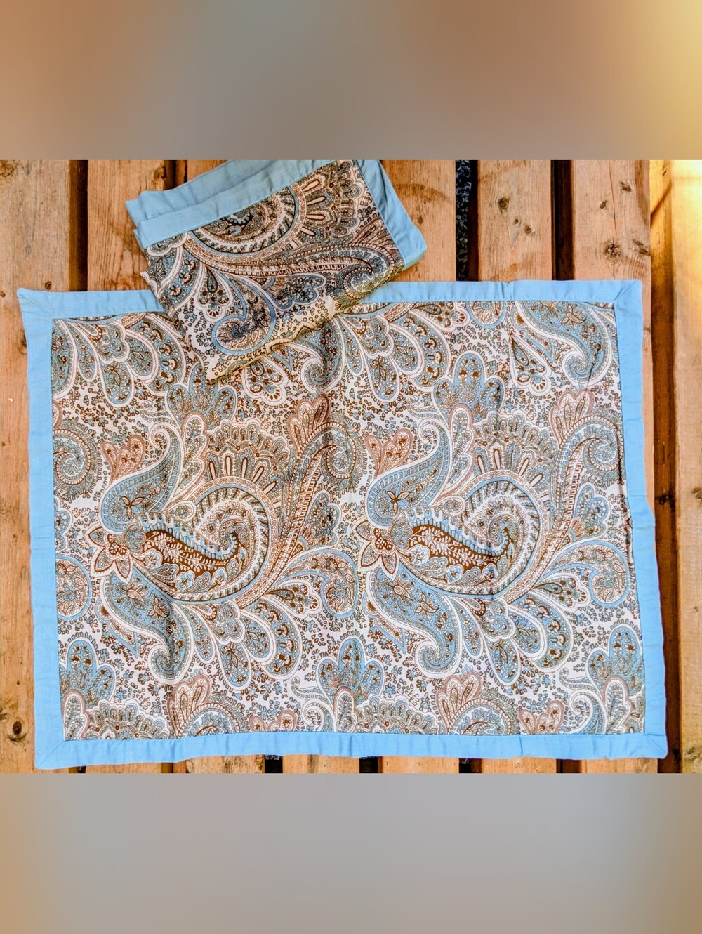 NWOT Pair Paisley Pillowcases Turquoise Cotton / Paire taies paisley coton turq